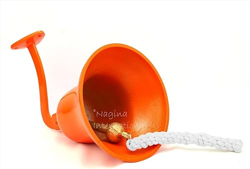 Miniatura 2 de Navy's Nautical Ship - Campana de aluminio fundido de alta calidad  Regalos de decoración de guardería  Nagina International  (11 pulgadas, naranja)