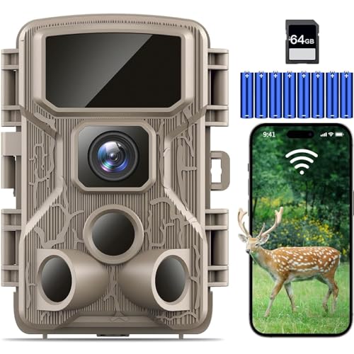 Punvoe Trail Camera WiFi 64MP 4K HD Game Camera with Night Vision 0.1s Trigger Time Motion Activated...