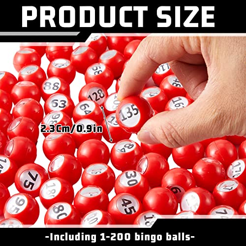 Liliful 200 Pcs Raffle Balls Numbers 1-200 Bingo Balls Only With Easy Read Window, Mini Number Bingo Balls Small Numbered Plastic Ball Games For Game Night, Lottery, Large Group Activities, Red #TOP1