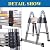 Stainless Steel A-Frame Telescoping Ladder 12.5FT, Extension Ladder Portable Folding Compact Multi-Purpose Adjustable Ladder with Hinges for Home, Library, Office, Garage, 300 lbs Load Capacity