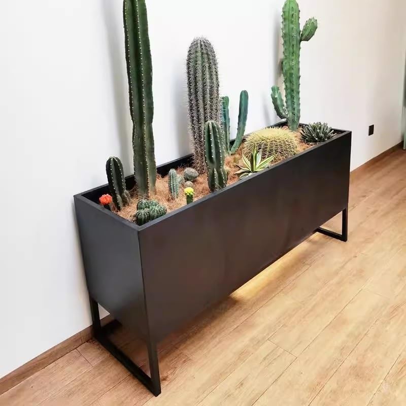 Wysoka metalowa skrzynka na rośliny z przegrodą 100 x 30 x 40 cm podniesiona grządka ogrodowa do sklepów z kawą i herbatą mleczną Boost Store Estetyka Trwała dekoracja zewnętrzna