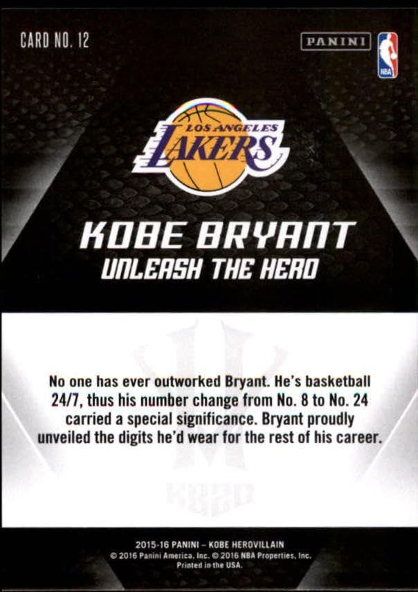 Amazon.com: 2015-16 Panini HV KB20 Unleash the Hero #12 Kobe