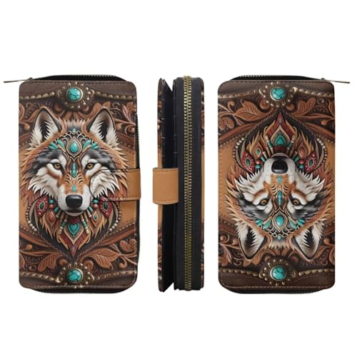 Image of COEQINE Ladies Wallets Pink Leopard Heart Black Printed Leather Phone Long Clutch Purses Check Coin Change Holder