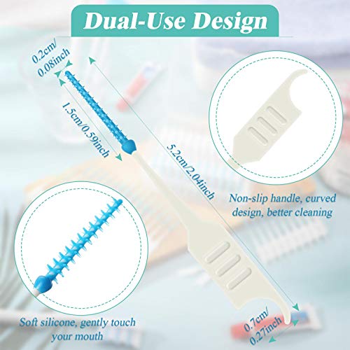Patelai 200 Pieces Dual-Use Interdental Brushes Soft Silicone Dental Picks Toothpicks Between Teeth Brush, Tooth Flossing Brush For Cleaning Orthodontic Wire Toothbrush Clean Tool #TOP1