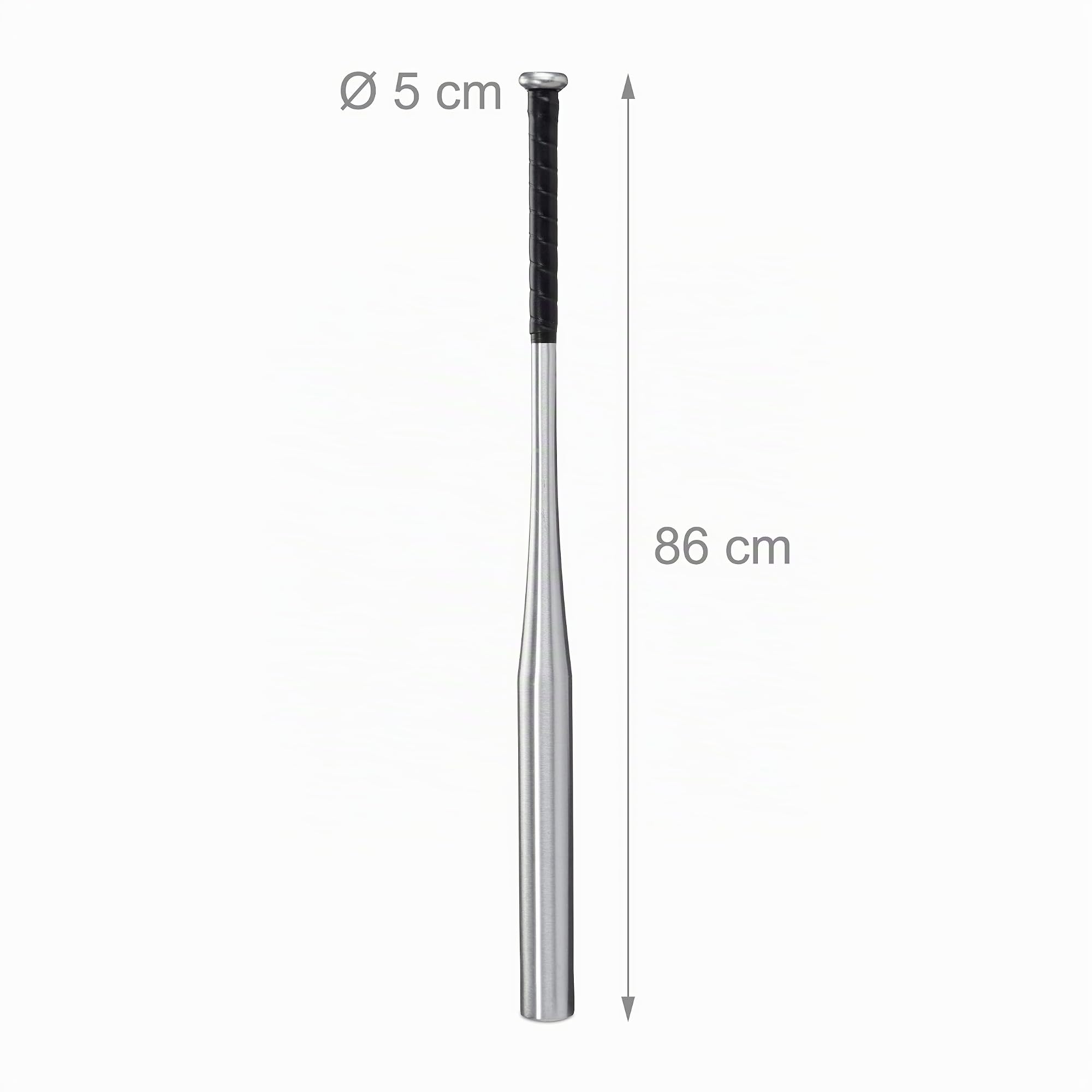 Relaxdays Mazza da Baseball in Alluminio, Bastone Leggero da Softball, Manico Antiscivolo, 34 Pollici / 86 cm, Argentato