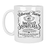 Patriots Cave - Liberal Tears Melted Snowflake Label Coffee Mug | Republican Distillery Est. 1776 | Conservative Gifts For Men | Retirement Gifts for Old Men | Liberal Tears Tea Cups (11 oz)