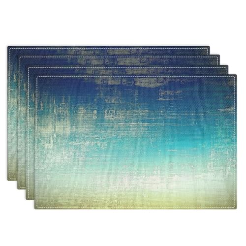 Emvency Farmhouse Placemats Set of 4, 12x18 Inch, Blue and Green by Emvency - Used condition - US$8.03
