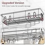 Adhesive Shower Caddy, Shower Shelves with 16 Hooks, Rustproof Shelf Wall Corner Racks for Inside Bath, No Drilling & Sleek Bathroom Organizers and Storage Caddies Soap Holder, 2 Pack - Image 4