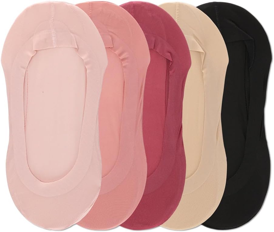 MeMoi Women's 5 Pair Pack Fine Edge Nylon No Show Liner Socks