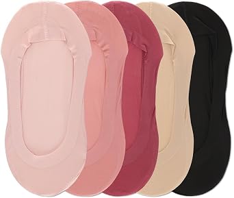 MeMoi Women's 5 Pair Pack Fine Edge Nylon No Show Liner Socks
