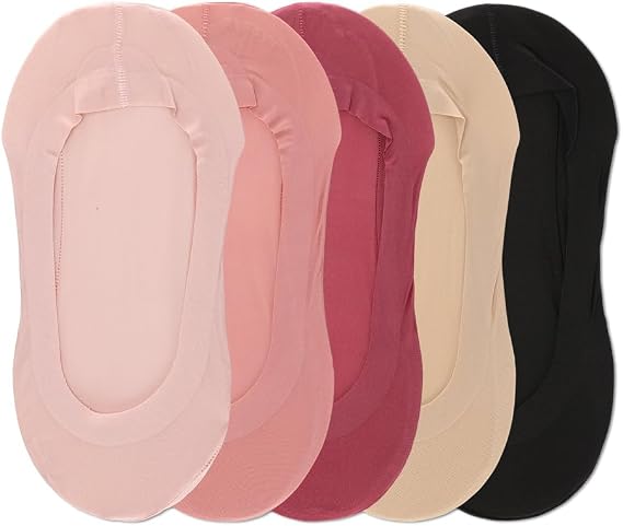 MeMoi Women's 5 Pair Pack Fine Edge Nylon No Show Liner Socks