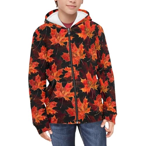 Image of Unisex Zipper Sweatshirt Boys Girls Hooded with 2 Pocket Pullover Hoodies for 6-16Y Kids