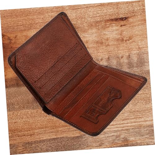 Genuine Leather Theft Wallet for Men Portable Cash Coin Storage Bag Business Card Holder Lightweight Fold Design and Wear Resistant Brown Wallet for Daily Use and Travel4