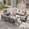 Aluminum patio furniture set 8 seat metal modular outdoor patio conversation sectional wswivel rocking sofas and coffee table for deckbackyardlawnsand  urban country home decor