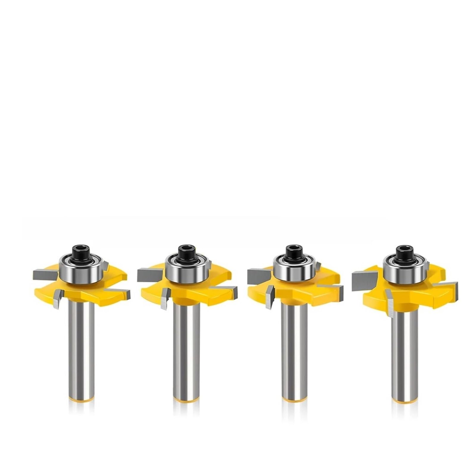 1/4 Sztuk 8mm Shank Łożyska Typu T Frez Do Drewna Klasy Przemysłowej Bit Wpustowy Narzędzie Frezy(4PCS 8mm)