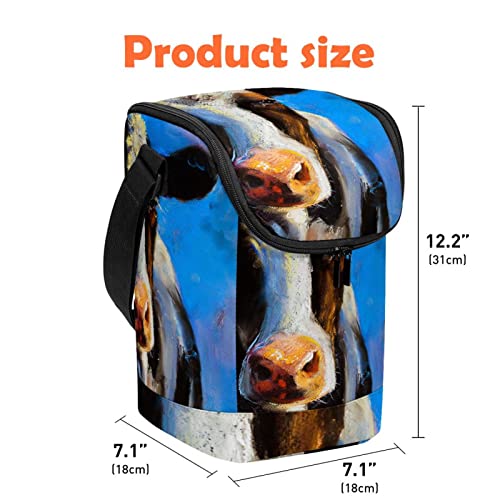 Bolsa de almuerzo con diseño de vaca para pícnic escolar y organización de comida de oficina 5