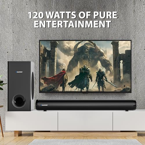 Image of Blaupunkt SBW Chicago 20 2.1 CH Soundbar with Wired Subwoofeer I 120W RMS I HDMI-ARC I Bluetooth I AUX I USB I Remote Control with Equalizer