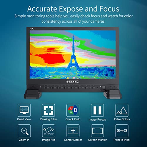 SEETEC 4K156-9HSD 15.6 Inch Broadcast LCD Monitor with IPS UHD 3840x2160 SDI Input and Output 4xHDMI Inputs Quad Split Display - Image 5