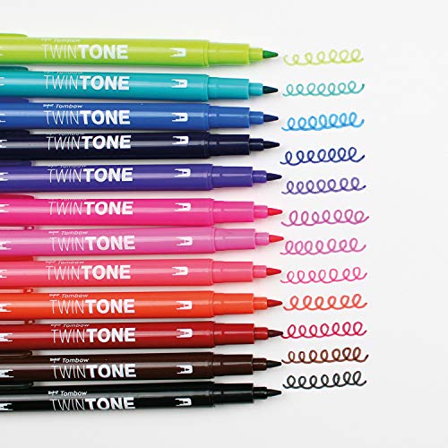 Tombow Ws-Pk-12P-1 Twin Tone Dual-Tip Marker - Bright Colours (Pack Of 12) #TOP4