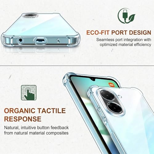 Image of Fashionury 3D Raised Transparent Crystal Clear Back Cover for Poco C71 / Redmi A5 | Shockproof Design | Anti-Slip Grip | Camera Protection | 360 Degree Protection Mobile Case