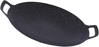 Nonstick Round Grill Pan for Outdoor Cooking Portable Barbecue Grill Plate Medical Stone Surface for Camping and Picnics