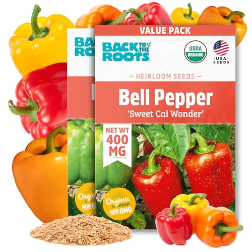 Back to The Roots 100% Organic Heirloom Seeds - Bell Pepper Value Pack (400mg Total)