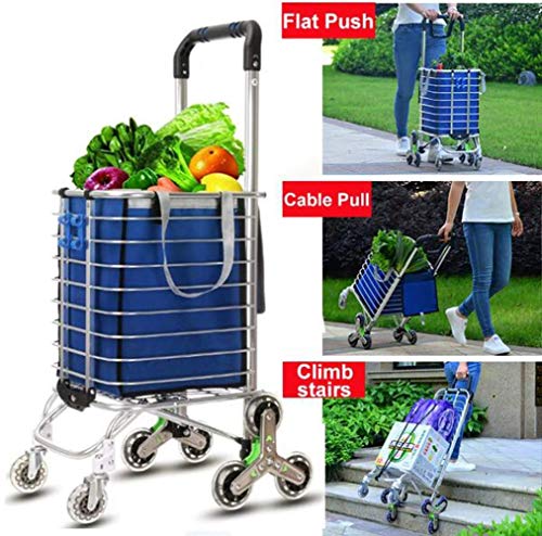 Einkaufstrolley, faltbarer Einkaufswagen auf Rädern, großer und leichter Einkaufstrolley mit abnehmbarer Tasche (A) – Bild 4