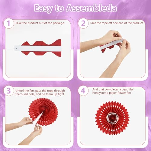 Image of 20 Pcs Light Purple Hanging Paper Fan, Hanging Honeycomb Round Paper Fans for Weddings, Birthdays, Christmas, Baby Showers, Classroom, Events Ceiling Party Supplies Decorations