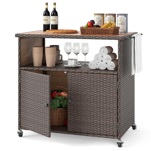 HAPPYGRILL Outdoor Cabinet with Wheels