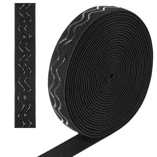 Silikon Gummiband 20 mm x 5 m Breit Elastisches Band mit Rutschfestes Silikon Schwarzes Gummiband zum Nähen für DIY Kleidung Nähprojekte Perückenherstellung Zubehör
