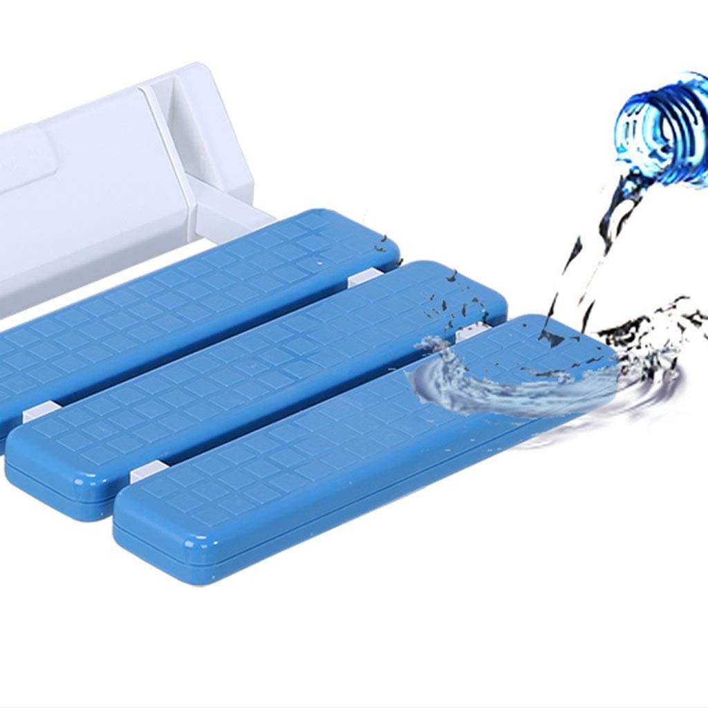 CHEWYNP Asiento de Ducha para discapacitados, Asistencia de Flujo de baño | Asiento De Ducha Abatible De Pared para Balcón De Baño Fácil De Montar, Carga: 250 Kg Azul