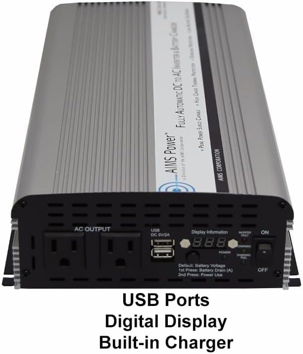 AIMS Power PWRIC1500W 1500 Watt Modified Sine Power Inverter with Battery Charger and Transfer Switch