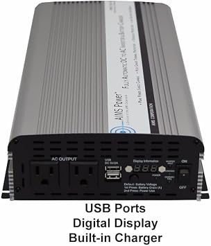 AIMS 1500 Watt 12V Modified Sine Inverter Charger w Transfer Switch 120V