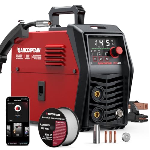 Image of ARCCAPTAIN iControl MIG145 Pro 145A Flux Core MIG Welder 120V Welding Machine Gasless MIG Welder Flux MIG/MMA Stick/Lift TIG, 3 in 1 Welder Machine with Synergy, Portable Welder, APP Control