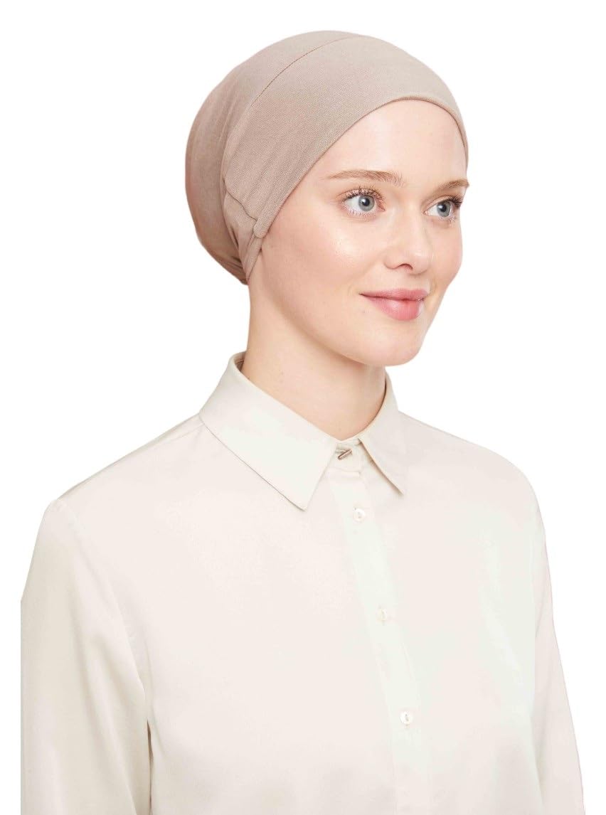 ihvan online, Hijab Cap, Beanie Undercap Scarf, Turban Head Wraps for Women, Hair Wrap, Muslim Under Scarf Hijab Cap, Cream