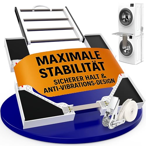 MEISTERWERK - Zwischenbaurahmen mit ausziehbarem Handtuchhalter - (EU ZERTIFIZIERT) Verbindungsrahmen für Waschmaschine & Trockner - Zwischenbausatz, Universell einstellbar