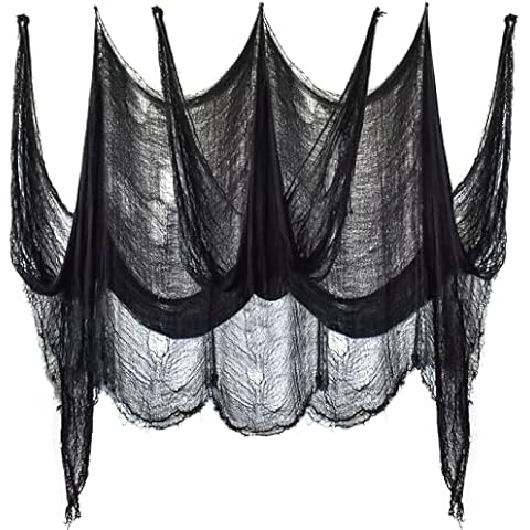 ZeeDix Halloween Black Creepy Cloth 85 x 315in Giant Halloween Cloth Halloween Home Deco Spooky Scary Gauze Cloth for Halloween Party Supplies Haunted Houses Outdoor Yard Wall Doorways Decoration Cover