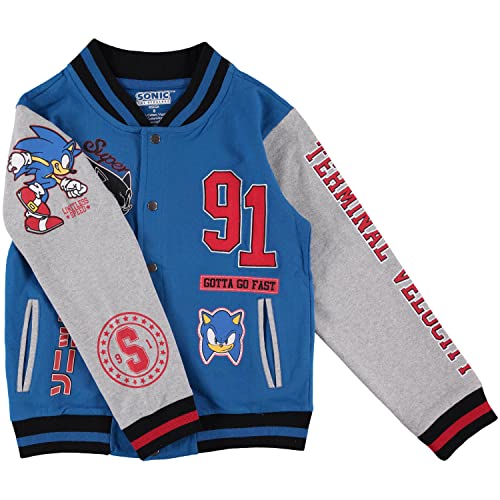 SEGA Boys' Sonic The Hedgehog Varsity Jacket- Sonic, Tails, Shadow and Knuckles Little Boys Sizes 4-74