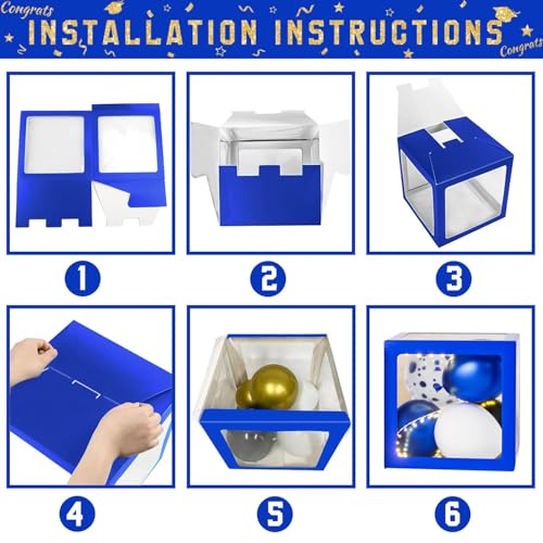 Image of Graduation Decorations Class of 2026 - Blue and Gold Balloons Boxes with Letters 2026 GRAD So Proud of You - Complete Party Supplies for High School & College Celebrations