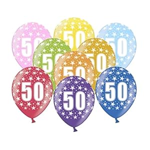 10 kunterbunte Luftballons 50 Geburtstag Ballon 50 Made in EU Größe 30cm Metallic Deko Luftballons 50. Geburtstag Frauen…
