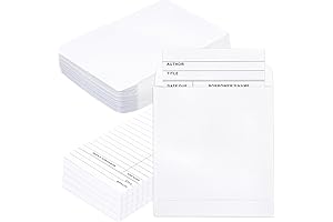 Library Pocket Card Set: 100 Library Pockets and Checkout Cards for Easy Book Storage