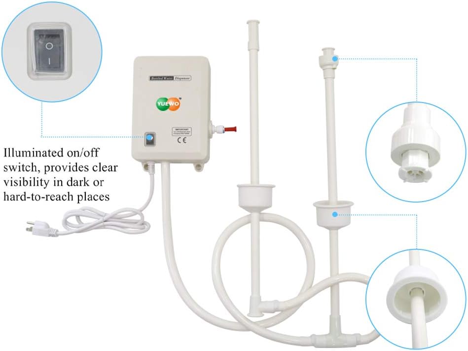 Exclusive Discount 60% Price YUEWO Bottle Water Dispenser Pump System 20ft with 110V AC US Plug for 5 Gallon Bottle, 5 Gallon Water Jug, Single & Double Tube (Double Tube) Crazy Clearance YUEWO Bottle Water Dispenser Pump System 20ft with 110V AC US Plug for 5 Gallon Bottle, 5 Gallon Water Jug, Single & Double Tube (Double Tube)