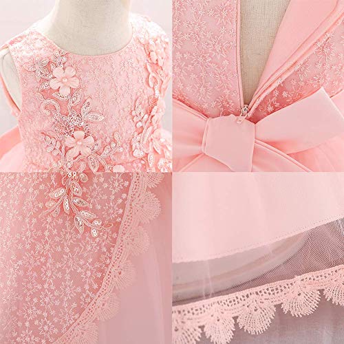 12 Month Dress Formal Baby Girls Christening Baptism Gown Lace Flower Wedding Pageant First Communion Tutu Dress Photoshoot Pink 12-18 Months #TOP5