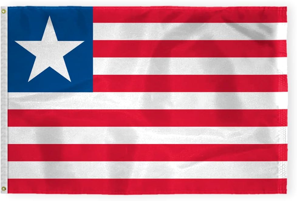 AGAS Liberia Flag 4x6 ft 200D Nylon 4 Needle Lock Stitched Fly Hem Rust Proof Brass Grommets Canvas Header Liberian National Flag