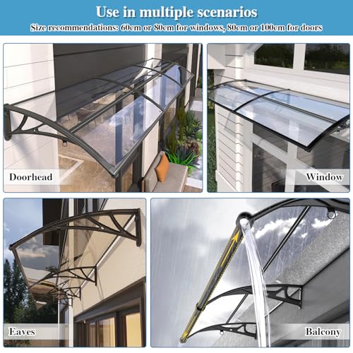 Window Awnings Exterior UV Rain & Snow Protection with Aluminum Bracket Durable Polycarbonate Canopy for Entrance Balcony Garage by KUZRZNH - Image 7