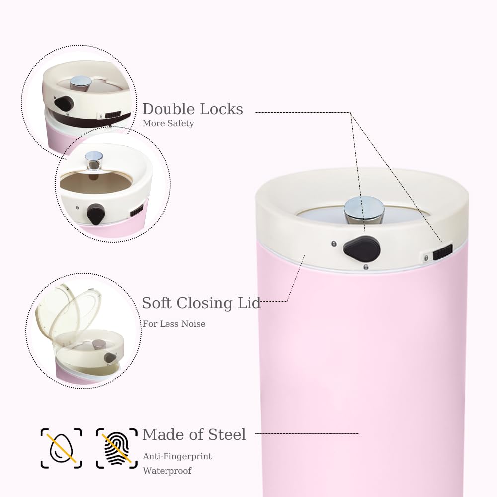 Cubo de pañales a prueba de olores, para bebé, con tapa, color rosa | Cubo de pañales a prueba de olores, cubo de pañales para bebé con tapa, cubo de basura para bebés, a prueba de olores