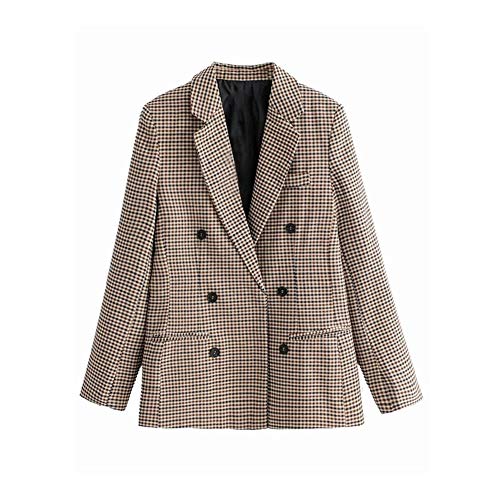 HXSZWJJ Blazer feminino outono xadrez blazer e jaquetas trabalho escritório terno feminino slim tres