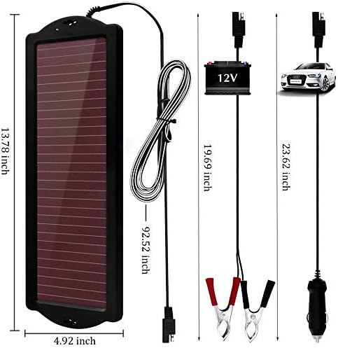 NC Solar Battery Charger 12V 2.5 Watt Solar Car Trickle Charger Waterproof Portable Amorphous Solar Panel Kit for Motorcycle, Boat, RV, Marine, Snowmobile