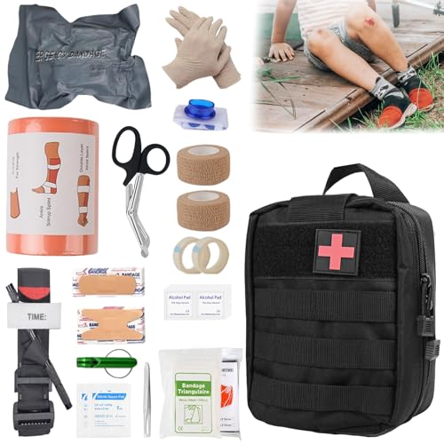 Kit di primo soccorso per esterni, 51 pezzi, kit di primo soccorso, trauma, borsa tattica medica, kit militare, per campeggio, auto, avventura, caccia, escursionismo, casa