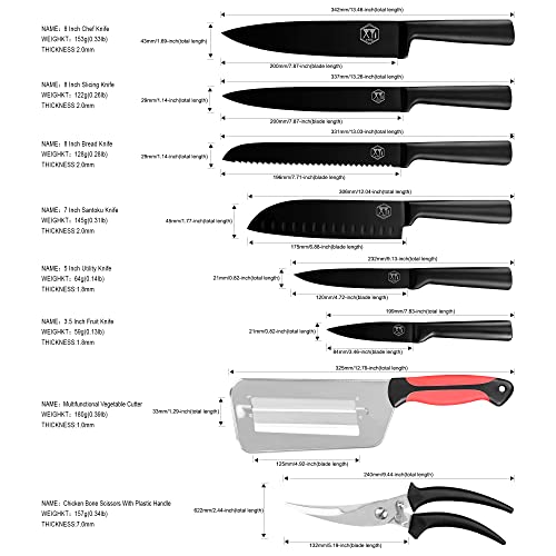 Xyj Authentic Since1986,Professional Knife Sets For Master Chefs,Cooking Knife Set With Chef Bag,Case,Scissors,Sharpener,Culinary Chef Butcher Cleaver,Kitchen Utility,Paring,Santoku,Stainless Steel #TOP2